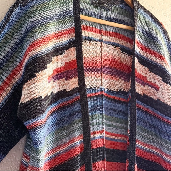 Peruvian Connection Pima Cotton Southwestern Striped Kimono Cardigan XS/S Boho - Picture 5 of 7
